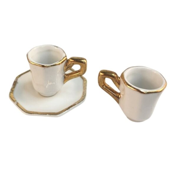 Miniature Formalities Baum Bros Dollhouse Tea Set White & Gold Porcelain Accent - Picture 5 of 12